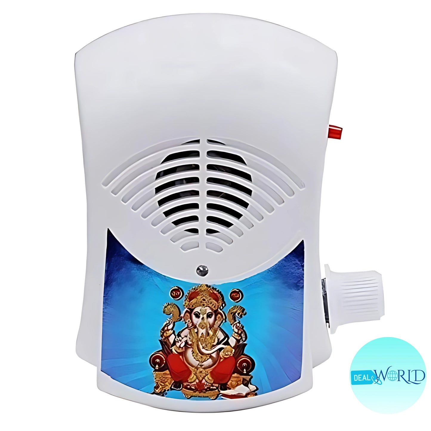 Dealworld 35 in 1 mantra chanting device white devotional speaker with Ganesha image and volume knob for home puja