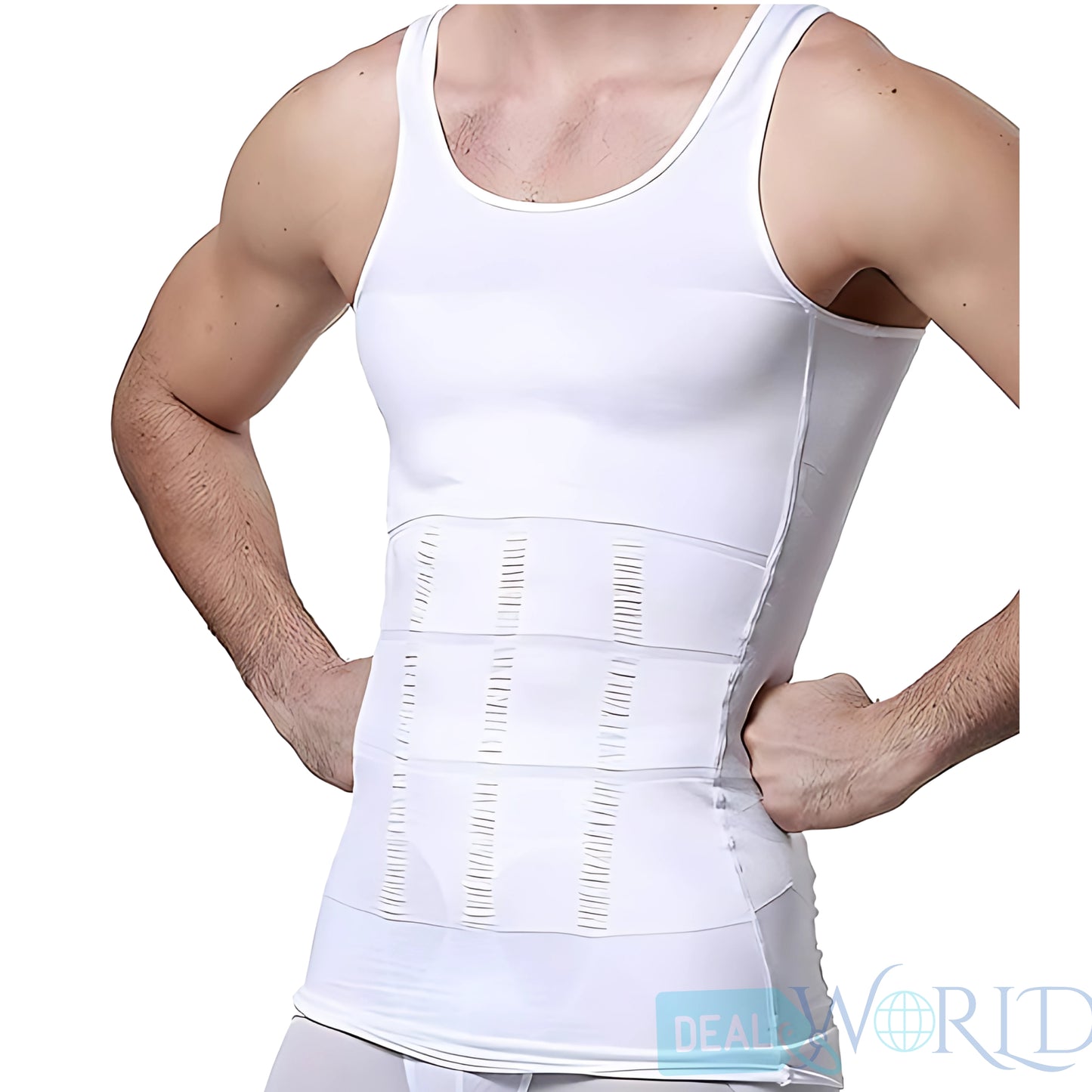 Dealworld men’s slimming body shaper vest in white designed for a smooth and slim fit