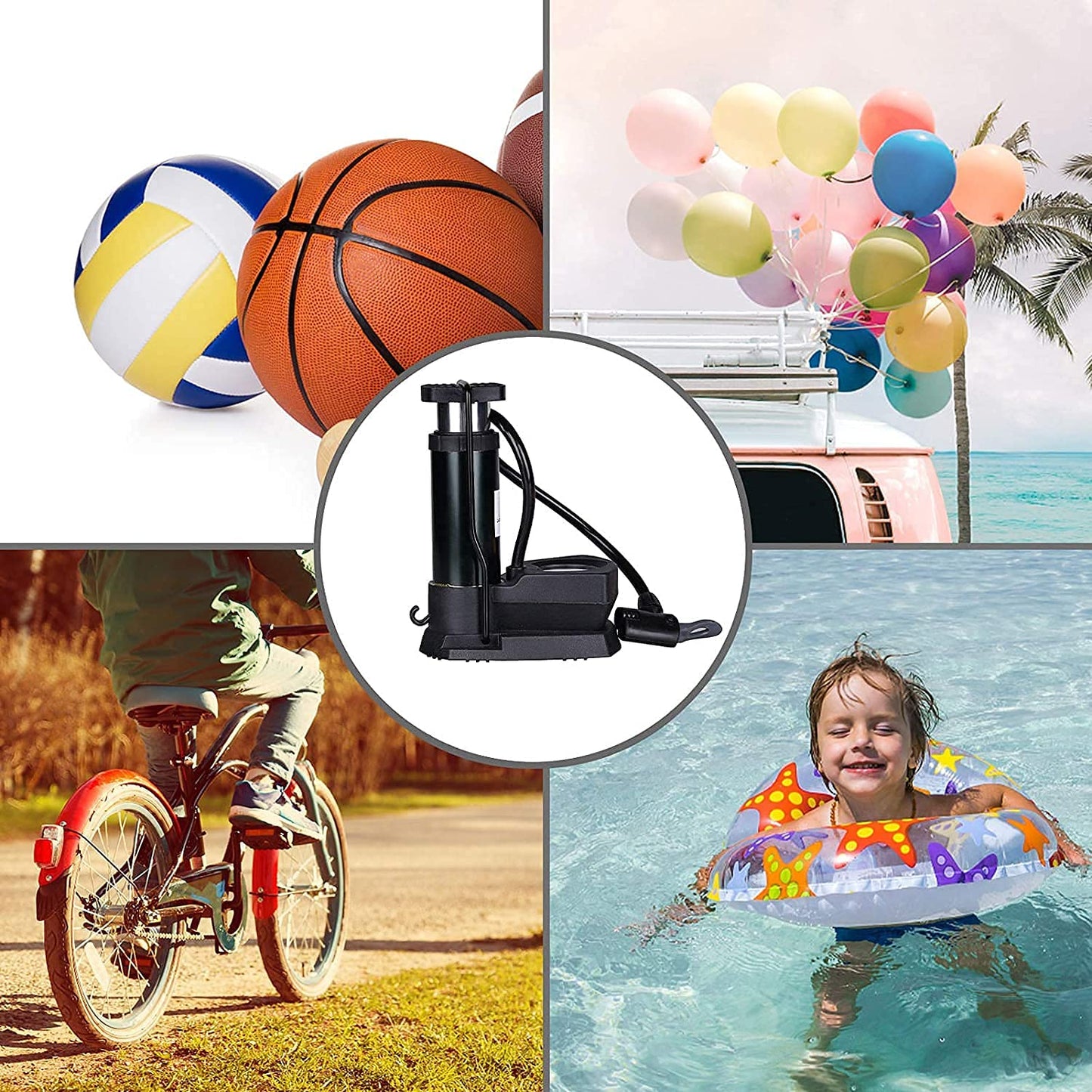 Dealworld high pressure bike pump with versatile use for inflating sports balls, bike tires, pool floats, and balloons