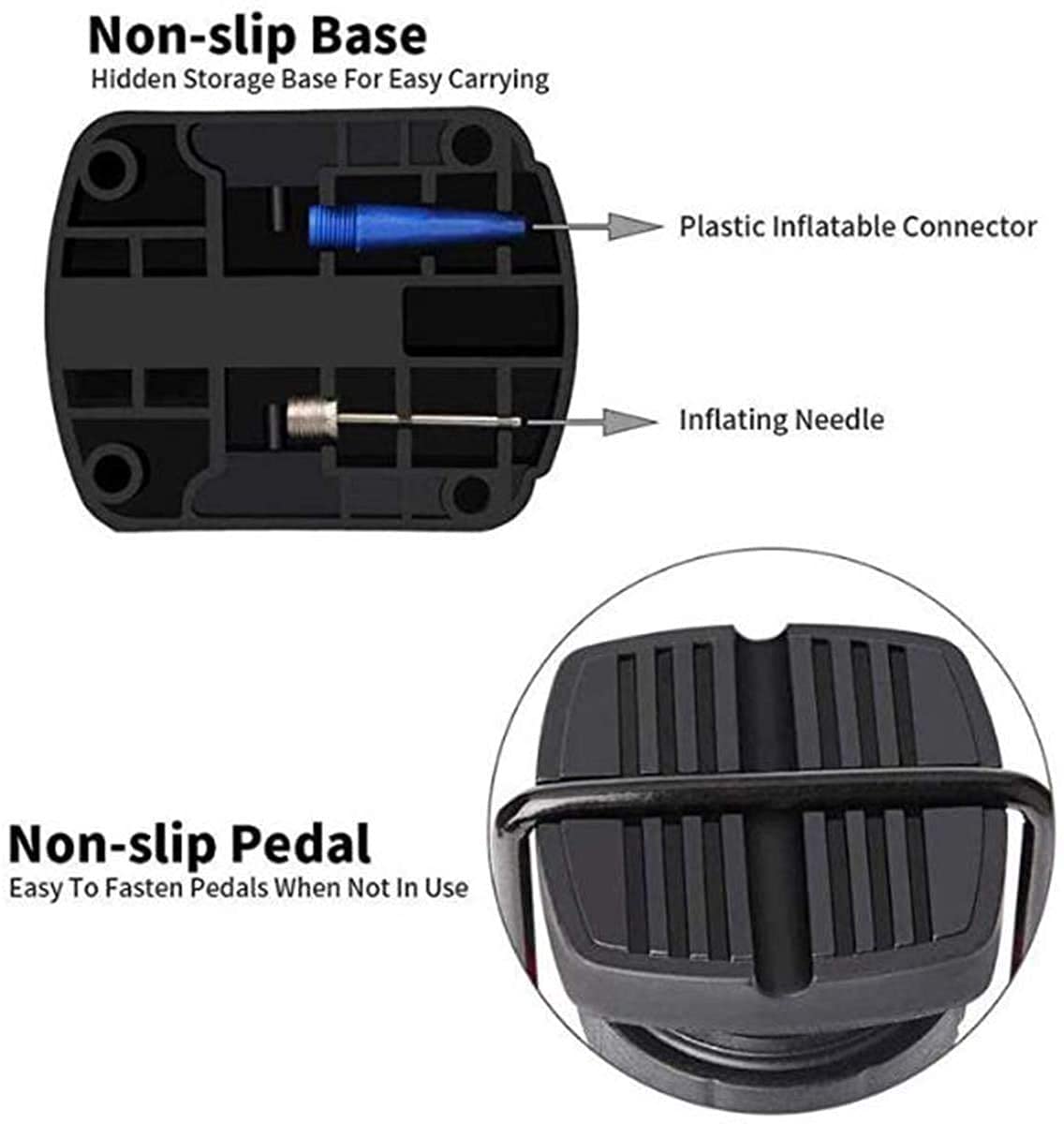 Dealworld high pressure bike pump non-slip base with hidden storage and non-slip pedal for stability