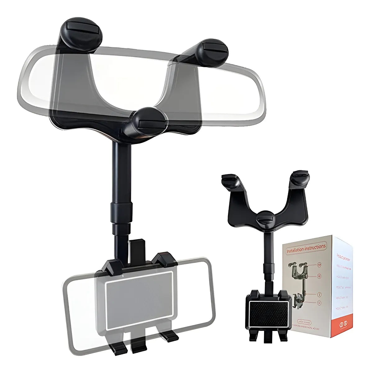 Dealworld 360 degree car phone mount adjustable headrest holder with telescoping arm and cradle