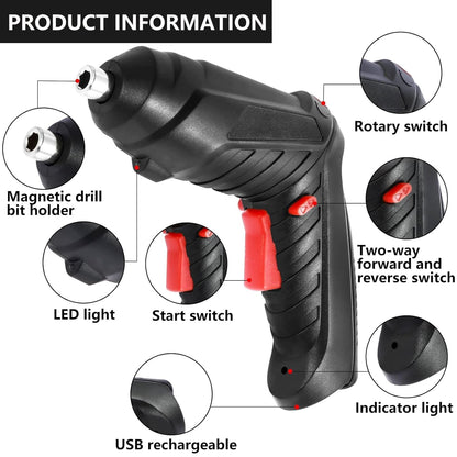 Cordless Drill & Screwdriver Set (46 Pcs)