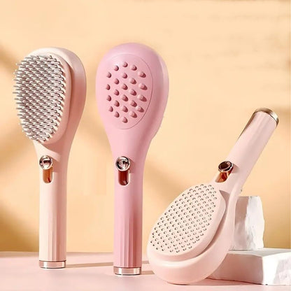 2 in 1 Self Cleaning Telescopic Anti Static Hair Brush and Styling Comb