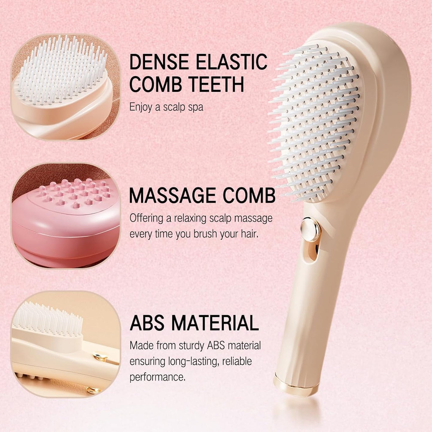 2 in 1 Self Cleaning Telescopic Anti Static Hair Brush and Styling Comb