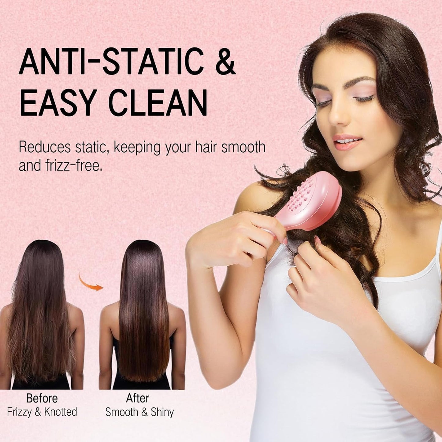 2 in 1 Self Cleaning Telescopic Anti Static Hair Brush and Styling Comb