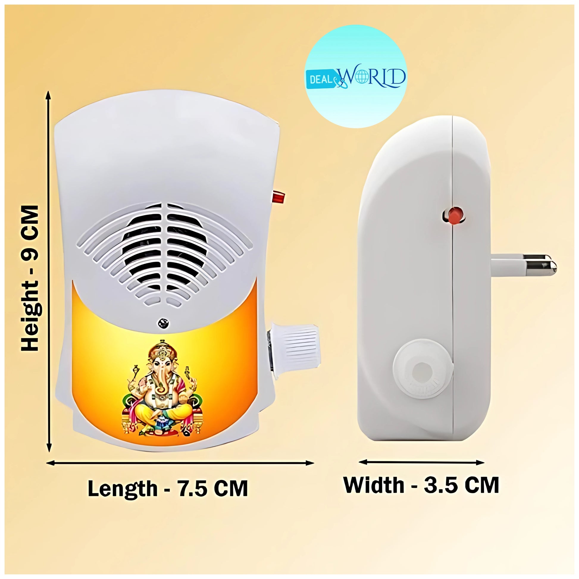 Dealworld 35 in 1 mantra chanting device white plug in speaker with Ganesha image compact dimensions