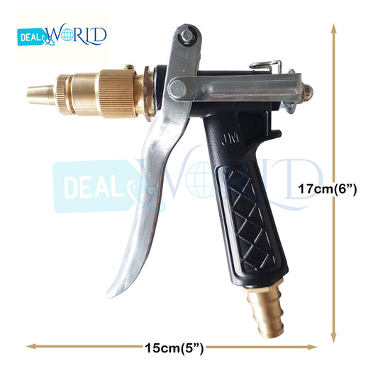 Dealworld high pressure brass water spray gun with ergonomic black handle and brass nozzle