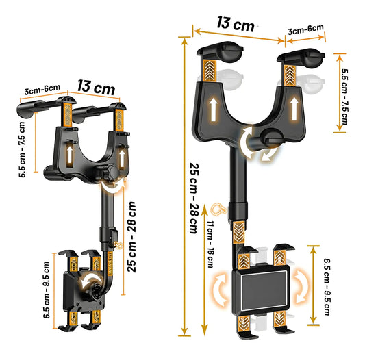 Dealworld 360 degree car phone mount adjustable headrest tablet holder with extendable swivel arm